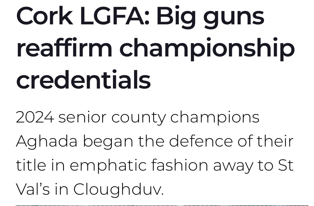 Ger McCarthy (@germccarthy74) on Twitter photo 📰My <a href="/irishexaminer/">Irish Examiner</a> <a href="/ExaminerSport/">Irish Examiner Sport</a> roundup of another busy weekend of <a href="/CorkCUs/">Cork Credit Unions</a> <a href="/CorkLGFA/">Cork LGFA</a> county championship action where <a href="/AghadaGAA/">Aghada GAA, Camogie & Ladies Football Club</a> <a href="/MourneabbeyLFC/">Mourneabbey LFC</a> <a href="/glanmireladies/">Glanmire LGFC</a> and <a href="/RossaGAA/">O'Donovan Rossa GAA (Cork)</a> recorded impressive wins.
#️⃣ #cork #lgfa #corklgfa
🔗 irishexaminer.com/sport/gaa/arid… 📰My <a href="/irishexaminer/">Irish Examiner</a> <a href="/ExaminerSport/">Irish Examiner Sport</a> roundup of another busy weekend of <a href="/CorkCUs/">Cork Credit Unions</a> <a href="/CorkLGFA/">Cork LGFA</a> county championship action where <a href="/AghadaGAA/">Aghada GAA, Camogie & Ladies Football Club</a> <a href="/MourneabbeyLFC/">Mourneabbey LFC</a> <a href="/glanmireladies/">Glanmire LGFC</a> and <a href="/RossaGAA/">O'Donovan Rossa GAA (Cork)</a> recorded impressive wins.
#️⃣ #cork #lgfa #corklgfa
🔗 irishexaminer.com/sport/gaa/arid…