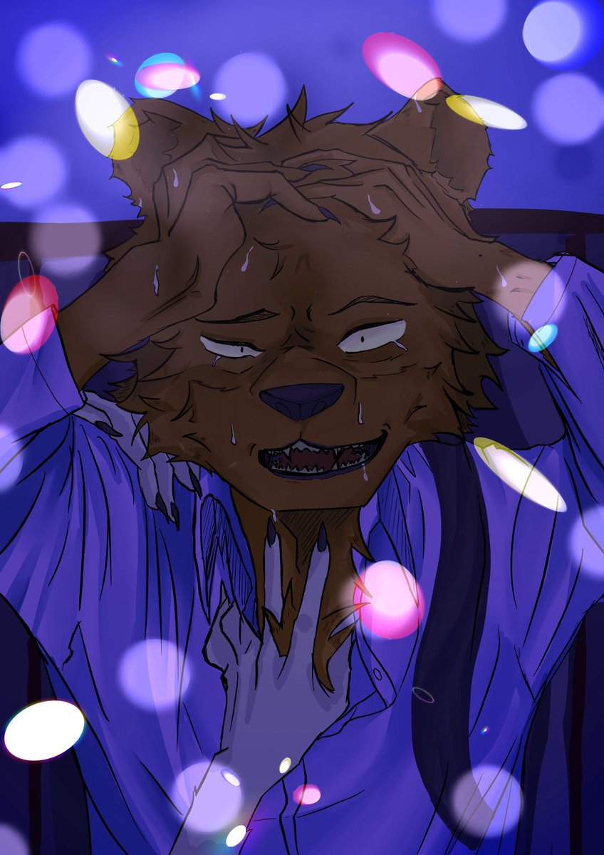 BluegiLvM's tweet image. So not long ago I listen some music of Yama San and there is one part of the song that make feel like riz so KINDA draw riz in that version of the song 
#BEASTARS #riz #furryartworks