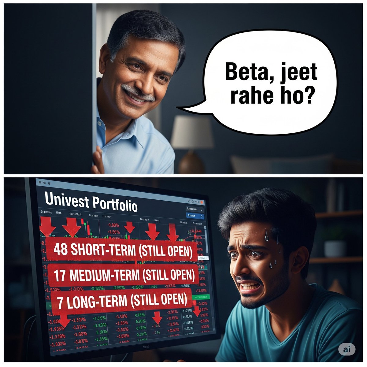 rajatve14425952's tweet image. 72 trades from @UnivestIN (48 short,17 medium,7 long) are still open... and new ones keep coming.
Seriously, how much capital does one need for all this?Is there any logic? 🤔
#Univest #StuckTrades #TradingQuestions #ShareBazar #TraderPain #riskmanagment #nifty #banknifty #sebi