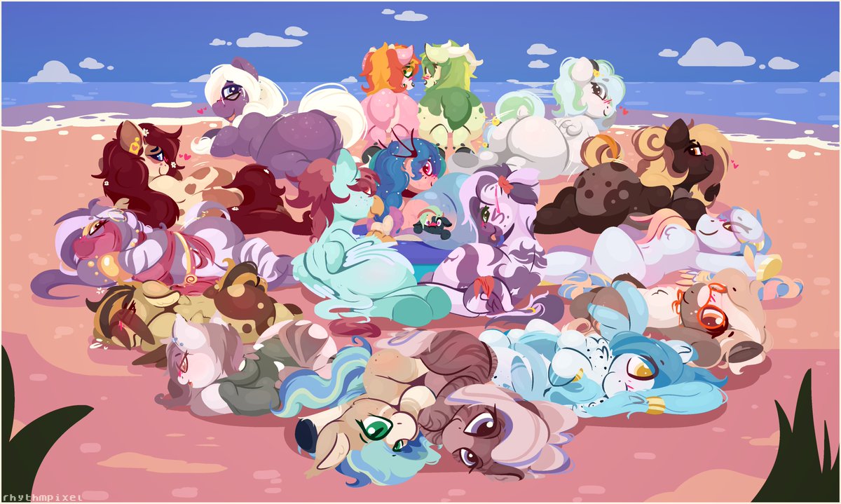 Just (almost) all my ladies chillin' on the beach🏖️
#mlp #pony #deer #hippogryph #zebra