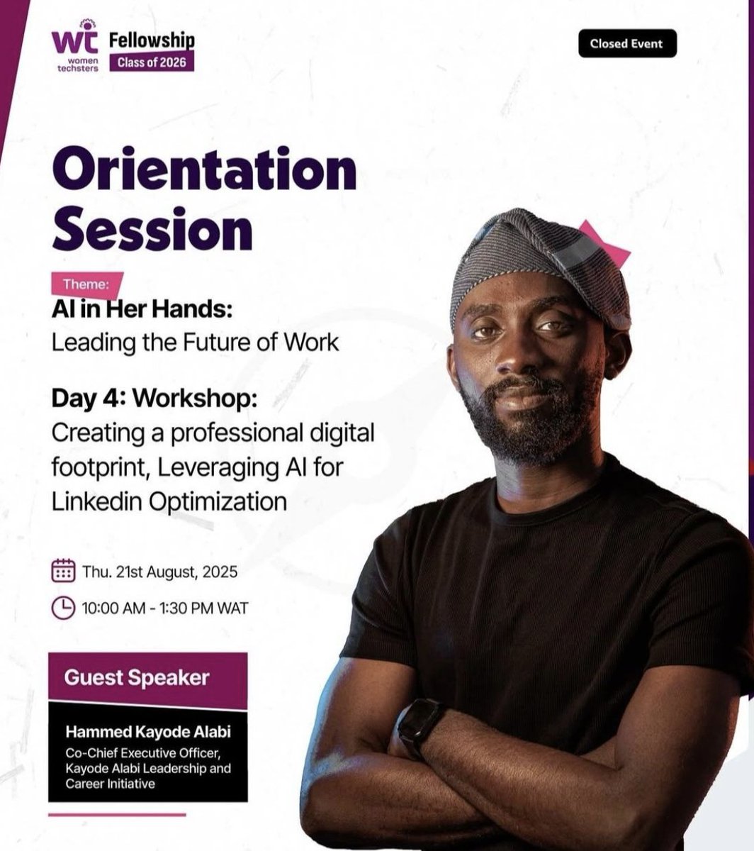 This week at the #TechstersFellowship has been eye-opening!
Day 4: Your profile should show your work.
Day 5: Building positive work culture, inclusion &amp; tackling harassment/GBV.
Grateful for the growth
#WTF26 #WomenInTech