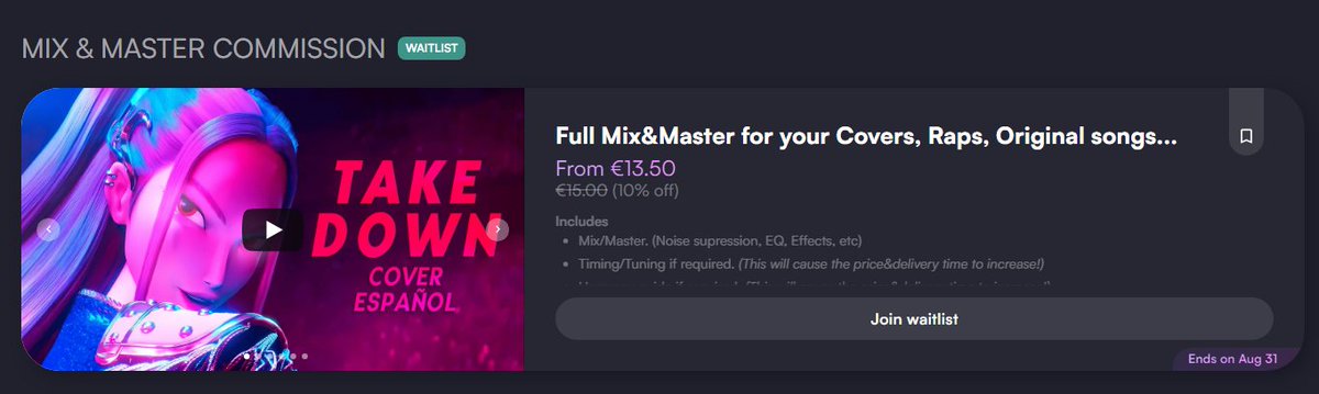 vgen.co/dariasuzu/serv…

Sigo teniendo un 10% de descuento para las comisiones hasta el 31 de Agosto, aprovecha ahora si quieres comisionarme un mix para Septiembre!! ^^

#VGen #VGenComm