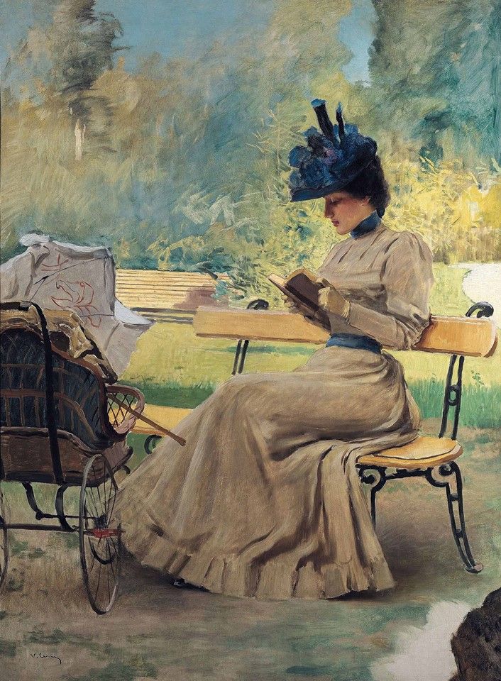 Tranquil Hours, by Italian painter Vittorio Matteo Corcos (1890). In private collection.