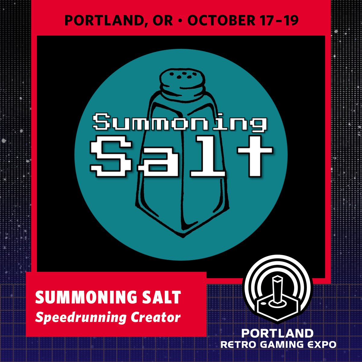 Retro Gaming Expo (@retrogamingexpo) on Twitter photo Speedrunning Sensation & Documentarian <a href="/summoningsalt/">SummoningSalt</a> will make his first ever public appearance at PRGE 2025! There will be a meet & greet, autograph signing, and the world premiere of a new video before it goes live on YouTube! Tickets at tinyurl.com/s29cyyex
#prge #prge2025 Speedrunning Sensation & Documentarian <a href="/summoningsalt/">SummoningSalt</a> will make his first ever public appearance at PRGE 2025! There will be a meet & greet, autograph signing, and the world premiere of a new video before it goes live on YouTube! Tickets at tinyurl.com/s29cyyex
#prge #prge2025