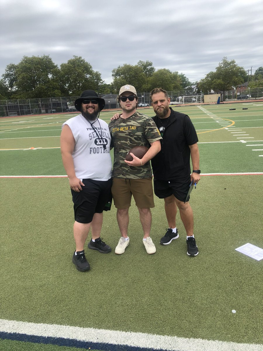 Former players dropping by training camp this week. Great group of young men!