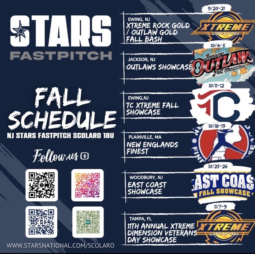 So excited to be joining NJ Stars Fastpitch Scolaro 18u this fall!! Here is my schedule. <a href="/stars_FPNJ/">NJStarsFastpitch</a> <a href="/starsnationalfp/">Stars Organization</a> <a href="/TOP_D1RECRUITS/">Softball Top Preps Retweet</a> <a href="/SBRRetweets/">Softball Recruiting Reposts</a> <a href="/SoftballDown/">Down South Softball</a> <a href="/5_recruiting/">5-STAR ATHLETIC RECRUITING</a> <a href="/CoastRecruits/">Coast 2 Coast Recruits</a>