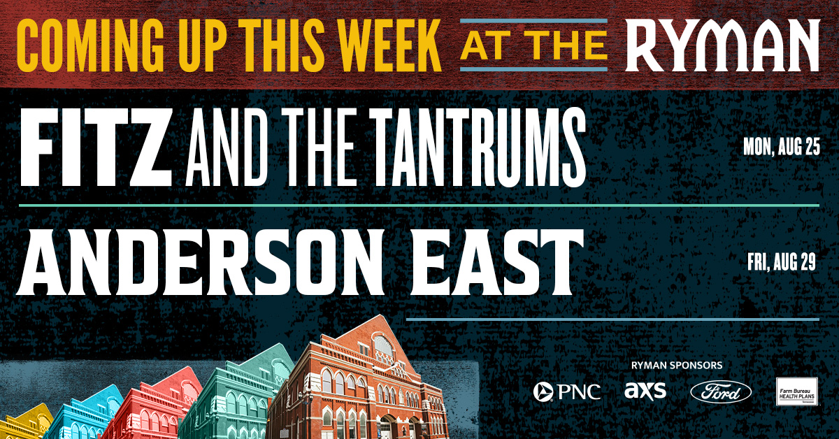 Ryman Auditorium (@theryman) on Twitter photo 👇 THIS WEEK AT THE RYMAN 👇
🎫 <a href="/FitzAndTantrums/">Fitz & The Tantrums</a>: spr.ly/6014fxvk2
🎫 <a href="/Andersoneast/">Anderson East</a>: spr.ly/6017fxvkf 👇 THIS WEEK AT THE RYMAN 👇
🎫 <a href="/FitzAndTantrums/">Fitz & The Tantrums</a>: spr.ly/6014fxvk2
🎫 <a href="/Andersoneast/">Anderson East</a>: spr.ly/6017fxvkf