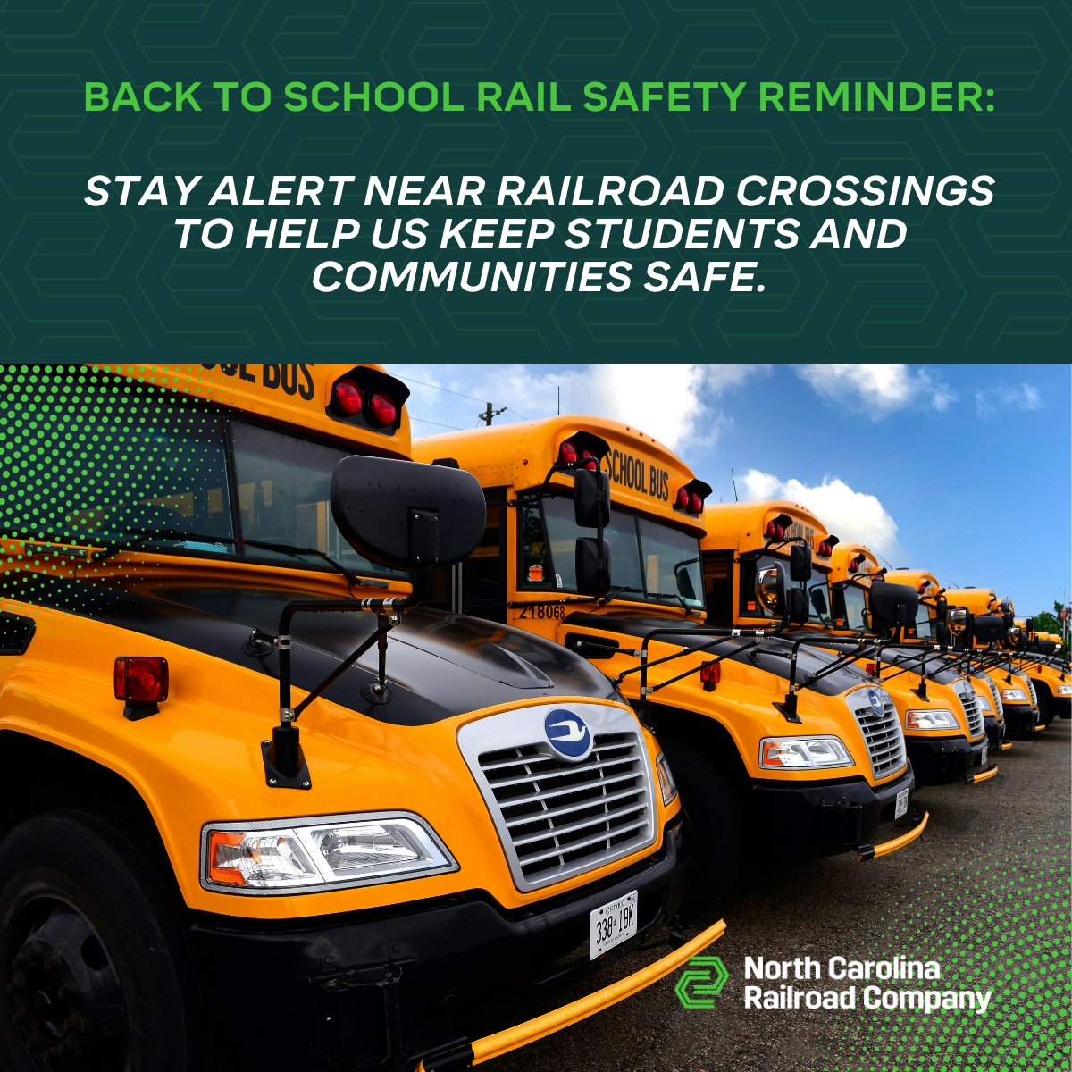 As students return to the classroom, it’s more important than ever to stay alert near railroad crossings. Since trains take much longer to stop than cars, it’s important to stay alert, obey signs and avoid the tracks. Let’s keep our communities safe this school year.