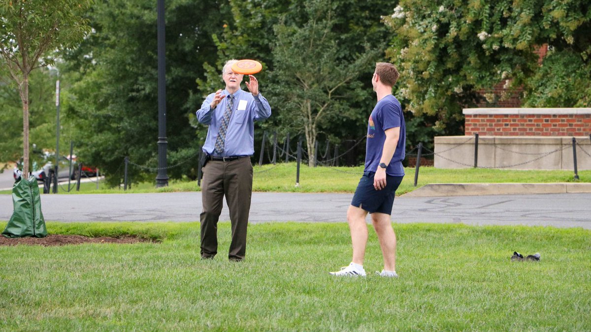 Students are back and that means that Frisbee games are back on our lawn! A few of the guys had an energetic time. Even Executive Vice President Howard Schmidt decided to join in on the fun!