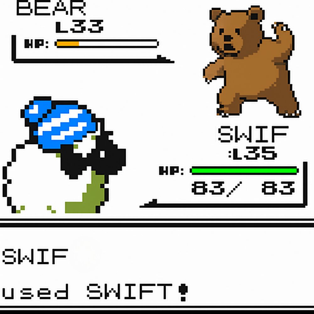 Wild Bear appeared!

swif KO'd the Bear.