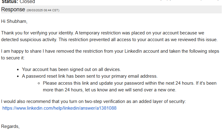 ShubhPilot's tweet photo. @LinkedInHelp Hi @LinkedInHelp it's  been more than week till now my account is locked. I HAVE DM U ALREADY SEE IT I didn't Violate anything. I am Student and LinkedIn Urgently pls have access. See my post i didn't offense anyone. https://t.co/L1McEyjpX9