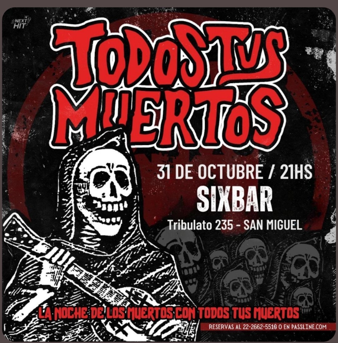 RadioMundoRock's tweet photo. #Fechas 📣 #TodosTusMuertos
🗓️ Viernes 31 de octubre, 21 hs
📍Six Bar, Concejal Tribulato 235, San Miguel
#MundoRockRadio #RockPunk 🔺#Videos #Fechas #Info
🔺24 hs #PunkRock #Difusión https://t.co/YkXyjGgt8e