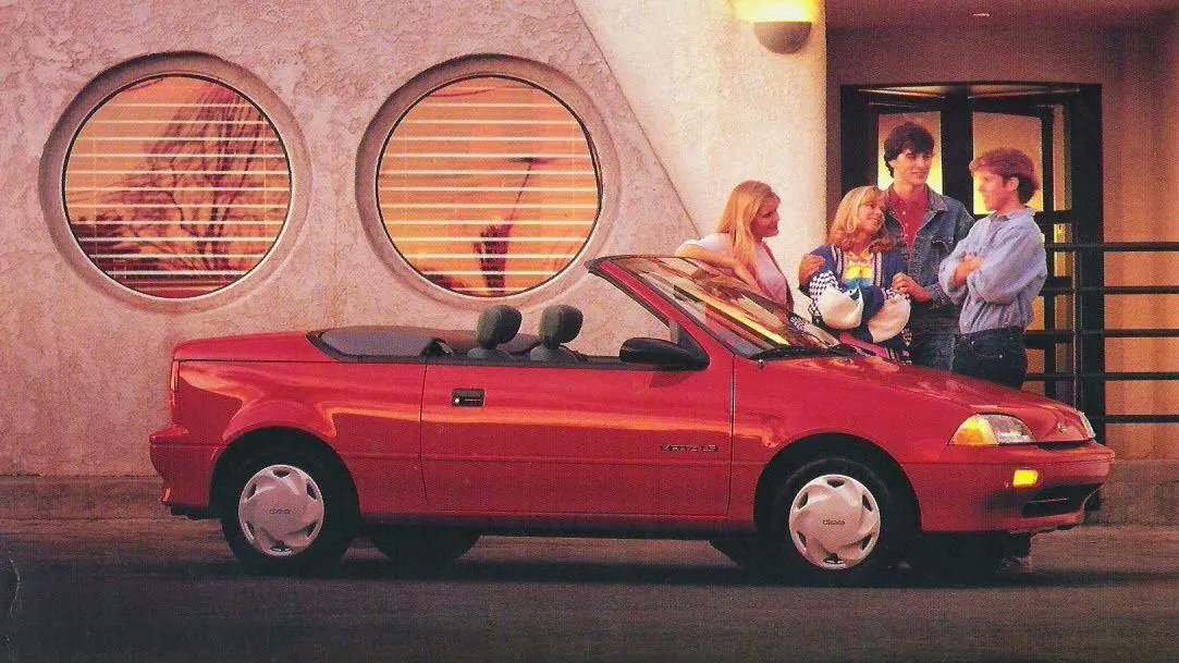 RetroCoast's tweet image. 1989 Geo Metro
The Geo Metro was a joint venture between GM and Suzuki. It offered an affordable, reliable small car throughout the #1990s.

The convertible model proved especially popular.

Do you remember the Geo Metro?