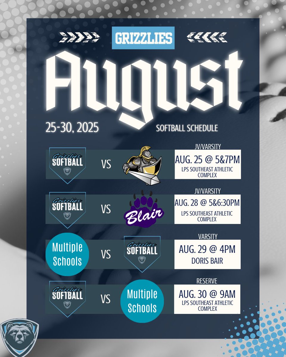 It's a busy week on the field for the Grizzlies! We're in Lincoln all week, so come join and cheer us on as we take on our opponents!