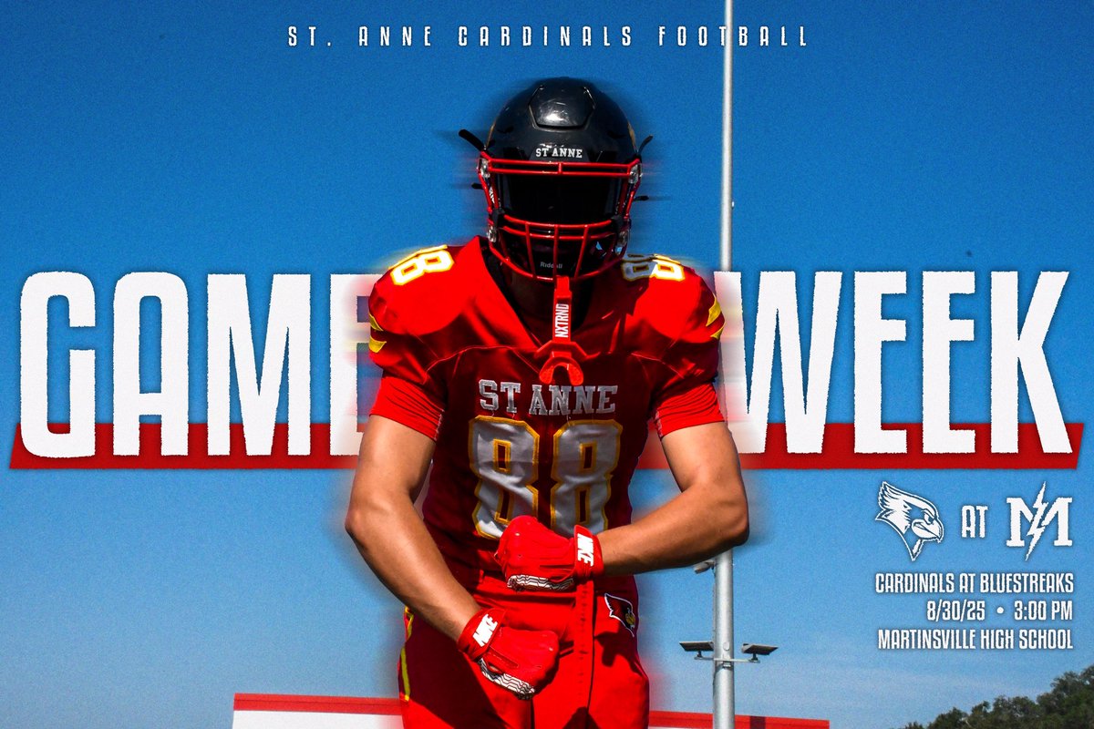 It's the first game week for our football team! 🐦🏈 

Cardinals football heads to Martinsville on Saturday to take on the Bluestreaks. 

Gametime will be at 3:00 pm. 

#CardinalCulture