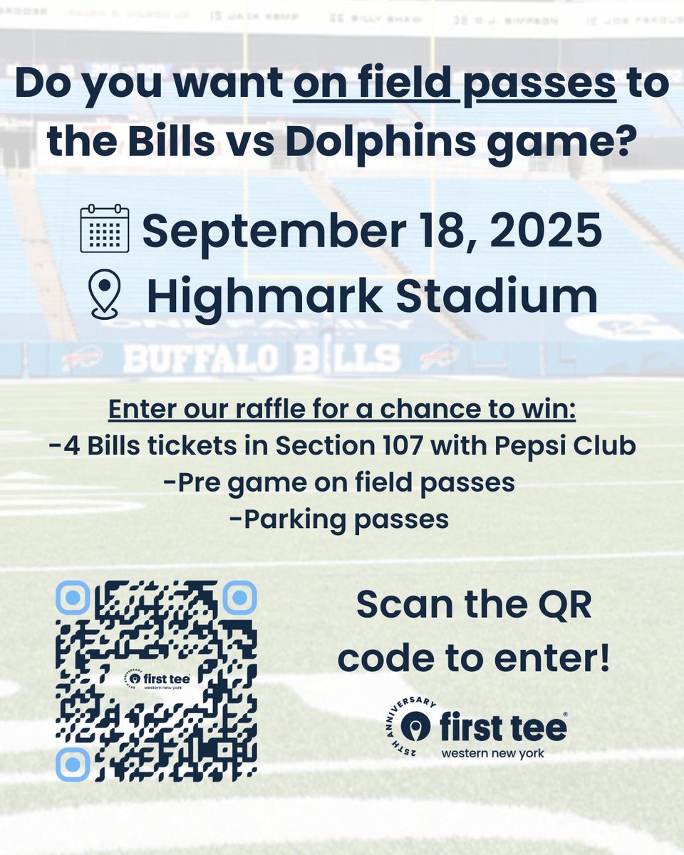 Do you want to watch the Bills take on the Dolphins from amazing seats AND get pre game on field passes? Enter our raffle for a chance to win 4 tickets in section 107 with Pepsi Club access, on field passes, and parking! 
app.galabid.com/ftwny/items/8b…