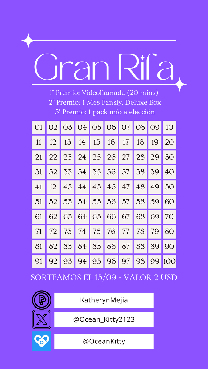 Ya esta lista la rifa mis amores, espero ver que haya muchos interesados en el tema y si veo que es bien apoyado hare bastantes más

#RIFA #NSFW #ContentCreation #VirtualSex #OceanKitty