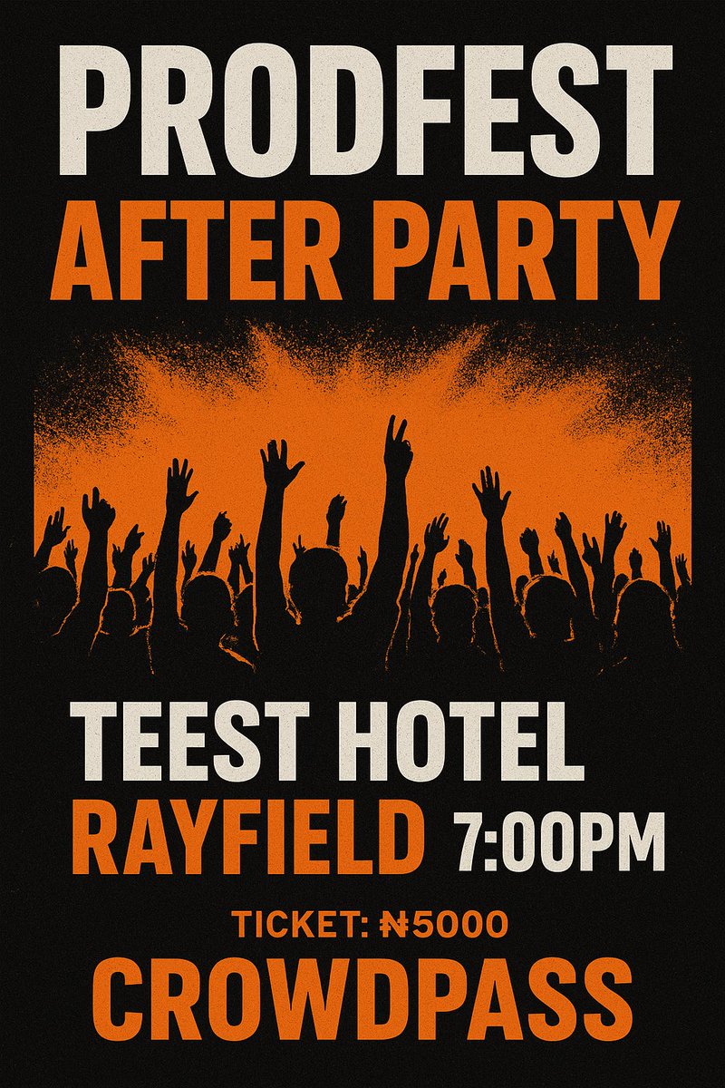 Crowdpass (@crowd_pass) on Twitter photo 🔥 The Final Commit = VIBES ONLY 🔥
<a href="/prodfest/">PRODFEST-Web3JosConference</a> isn’t over till the AFTER PARTY shuts it down! 🪩✨
📍 Teest Hotel Rayfield
🕖 7PM sharp
Pull up, bring your energy, and let’s end Prodfest the Crowdpass way 🥂💃 🔥 The Final Commit = VIBES ONLY 🔥
<a href="/prodfest/">PRODFEST-Web3JosConference</a> isn’t over till the AFTER PARTY shuts it down! 🪩✨
📍 Teest Hotel Rayfield
🕖 7PM sharp
Pull up, bring your energy, and let’s end Prodfest the Crowdpass way 🥂💃