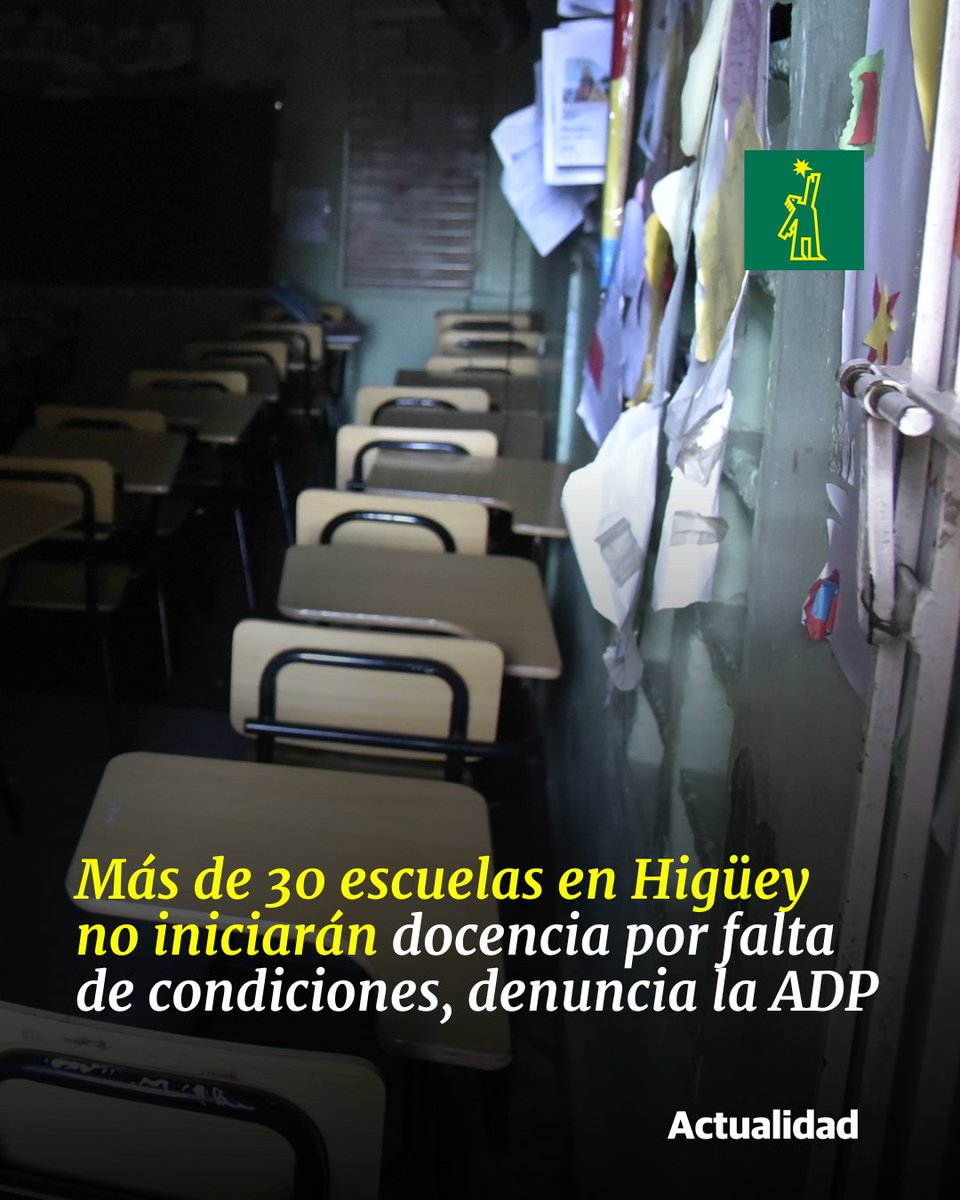 DiarioLibre's tweet photo. 📚 | #EducaciónDL | Asegura que el 70 % de las infraestructuras escolares no reúne las condiciones mínimas para iniciar el año escolar

🔗https://t.co/O2SbDRaxrD

#DiarioLibre #Noticias #Escuelas #Higüey #InfraestructuraEscolar #ADP #InicioEscolar #RD https://t.co/oQUQ5zCK0d