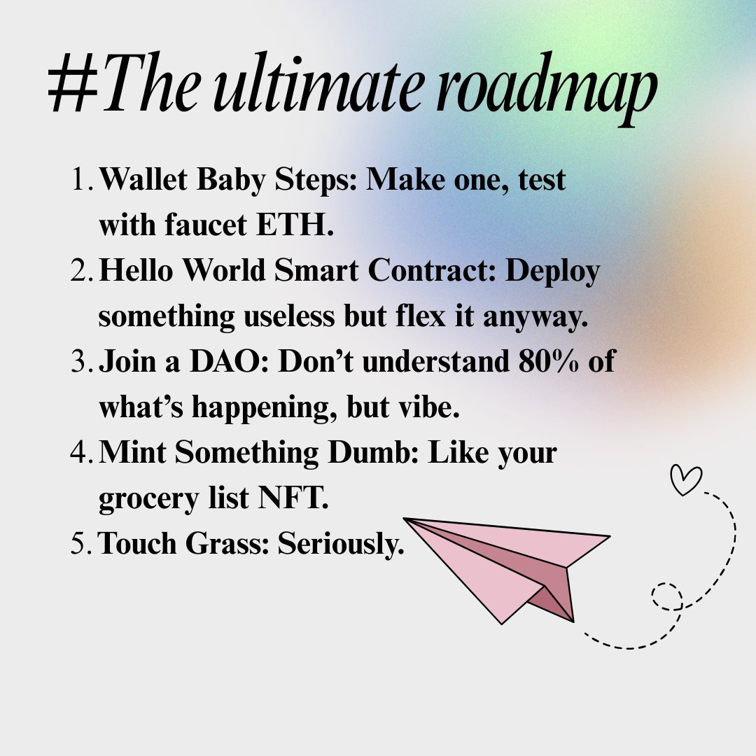 chatterchapters's tweet photo. Honest advice, a fake tip, chaotic truth and some random cool stuff. Youโre welcome ๐ซก
Do give it a like, reply, repost and/or bookmark. It would mean a lot to me! :)
@connectdoradao @UnhostedAI #GirlsWhoYap #web3StarterPack https://t.co/f9SYUvZpLk