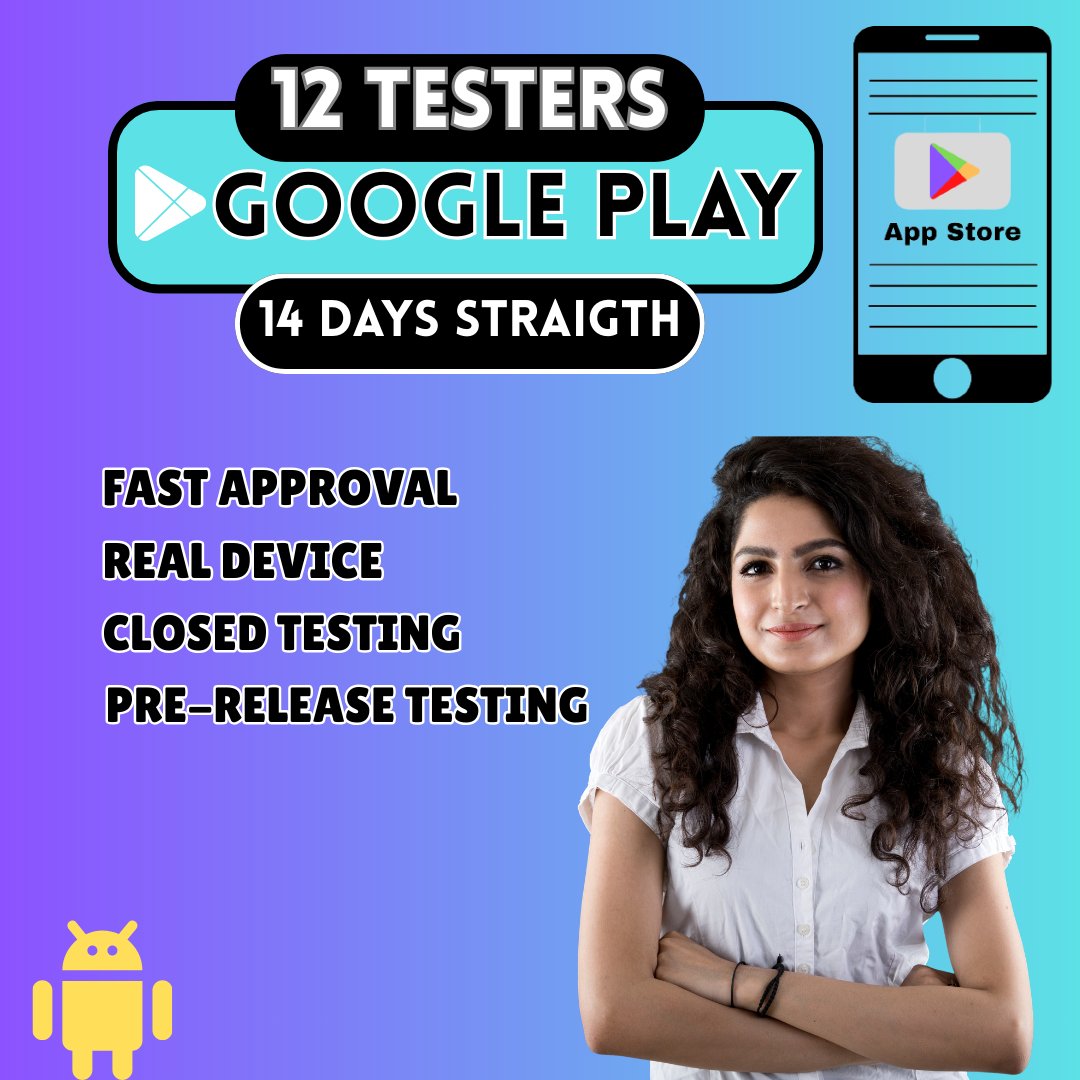 mst_repa's tweet image. Are you looking to test your app and complete the 12 Testers requirements needed to publish your app in the Google Play console?
➡️ Visit Now: fiverr.com/s/Zmvpyek
#12testersGooglePlay
#12testers
#FARC
#SundayFunday
#NFFC