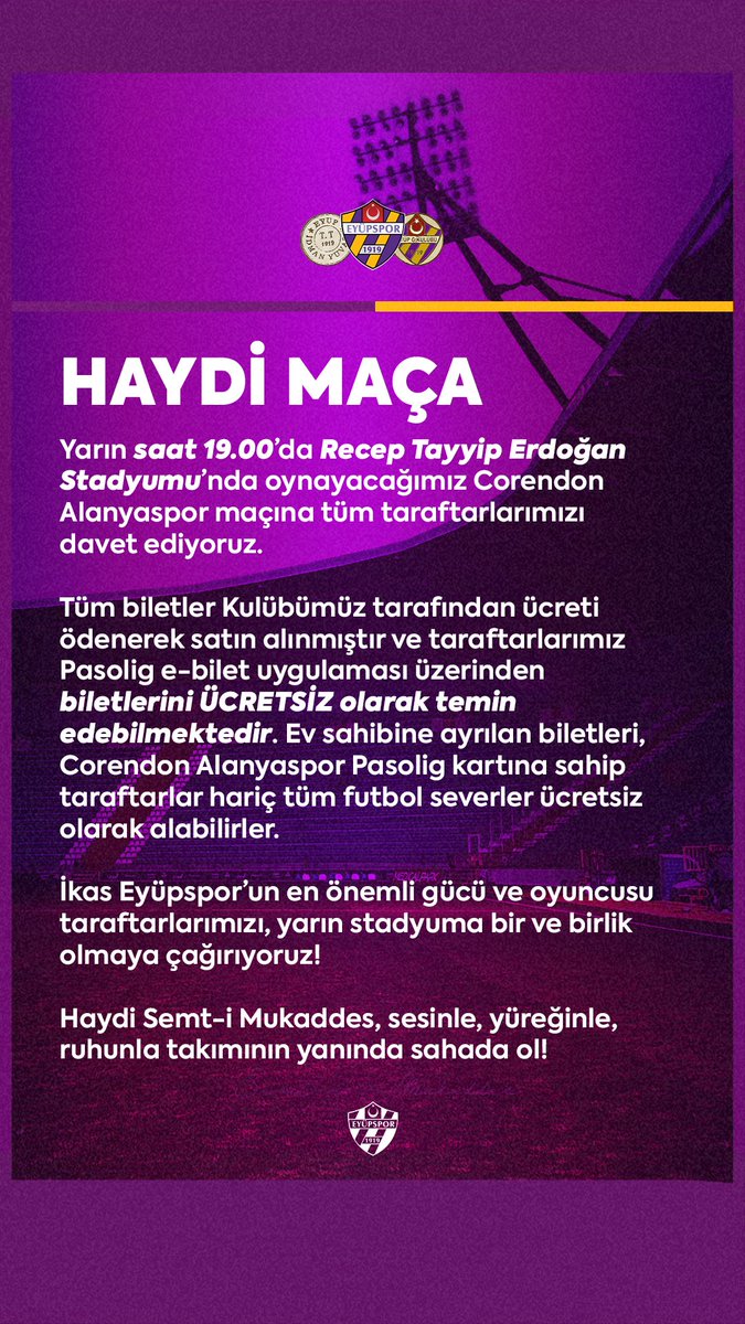 HAYDİ MAÇA!

Yarın saat 19.00’da Kasımpaşa Recep Tayyip Erdoğan Stadyumu’nda buluşuyoruz.