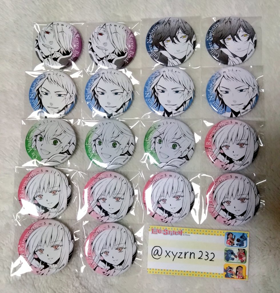 xyzrn232's tweet photo. パンドラハーツ PandoraHearts Smile 缶バッジ 交換

譲→画像1 ☆ブレイク、☆ギル、☆エリオット、オズ、シャロン

求→画像2 (数字の数のみ)

☆は無印から同数お迎え必須
無印は単体可
ブレイク、ギルはシャロンお迎え限定
条件の良い方優先(シャロン多め、比率違い)
郵送交換のみ https://t.co/YmF6pkrbCd