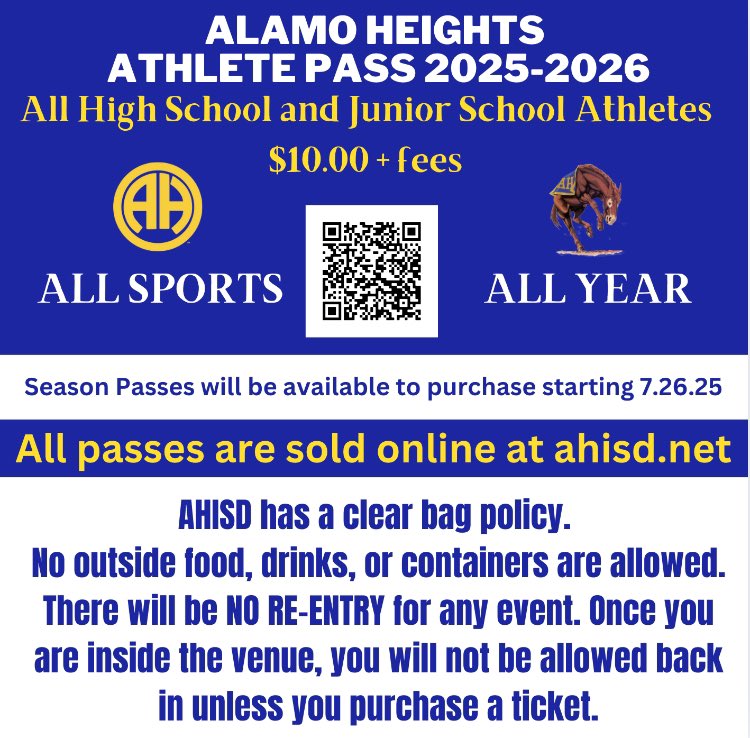 Our athletes love supporting their peers. Get your athlete pass today. This is good for ALL GAMES - ALL YEAR! 🐴 ⬆️
