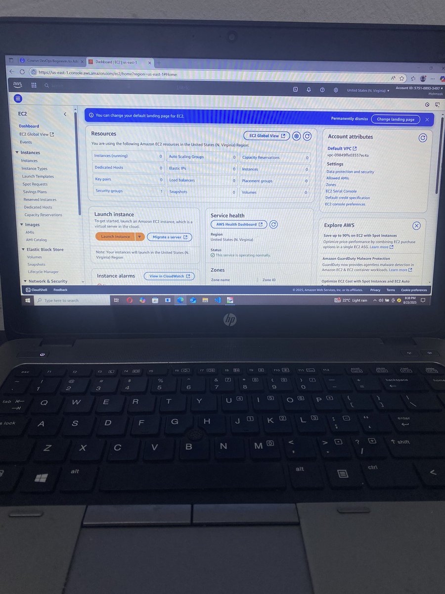 imeek_'s tweet image. 🚀 Day 34 of my #DevOpsJourney
Today was:

Hands-on with Amazon EC2 today:
✅ Launched an instance (Amazon Linux 2023)
✅ Set tags, instance type &amp;amp; security group
✅ Created key pair &amp;amp; SSH’d via Git Bash
✅ Installed &amp;amp; started Apache with User Data
#AWS #AMAZONEC2