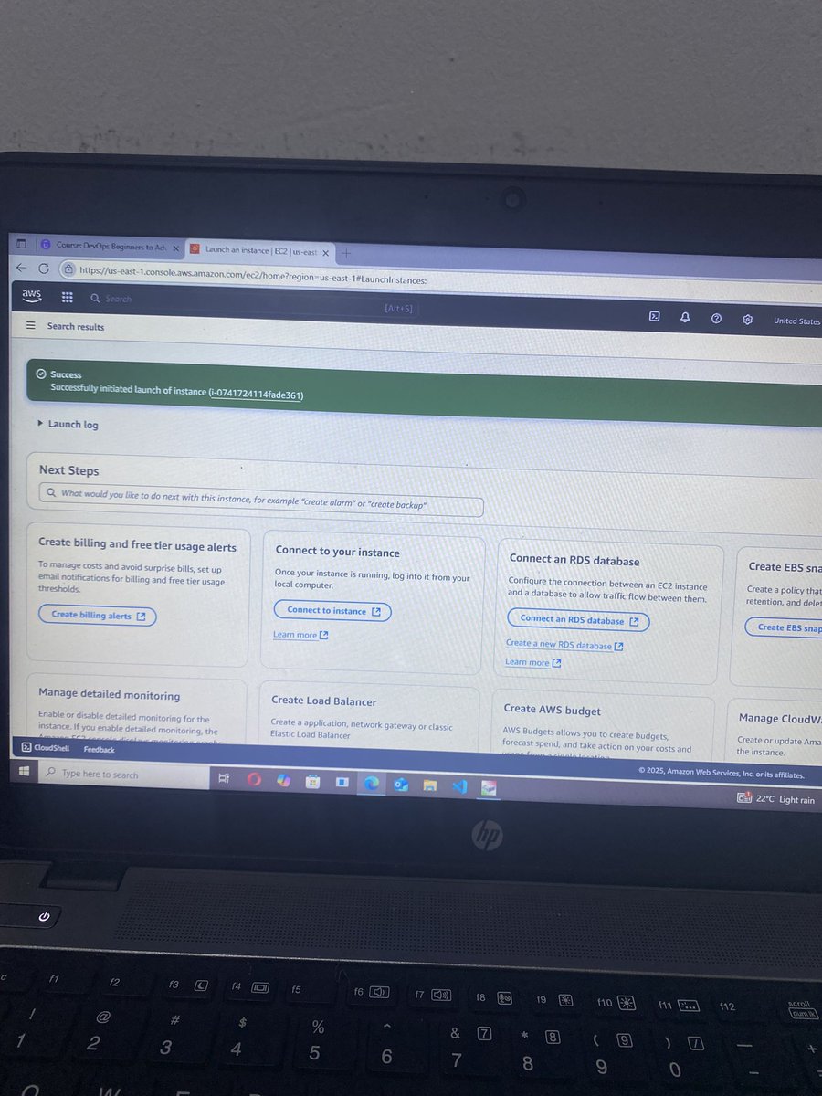 imeek_'s tweet image. 🚀 Day 34 of my #DevOpsJourney
Today was:

Hands-on with Amazon EC2 today:
✅ Launched an instance (Amazon Linux 2023)
✅ Set tags, instance type &amp;amp; security group
✅ Created key pair &amp;amp; SSH’d via Git Bash
✅ Installed &amp;amp; started Apache with User Data
#AWS #AMAZONEC2