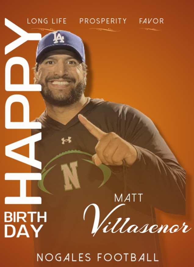 NogalesNoblesFB's tweet photo. Happy Birthday to Mr. Talk to Me Nicely himself, our Head Coach, Matt Villasenor!! 
Happy Birthday Coach!! 
Let's go get that W in Vegas!! 
@TheMatt_V
@EncinasCoach
@SGVNSports  
@coachmark_48
@_CoachYbarra
@BigEZ77
@CoachCSmith50 https://t.co/MVUf86LddF