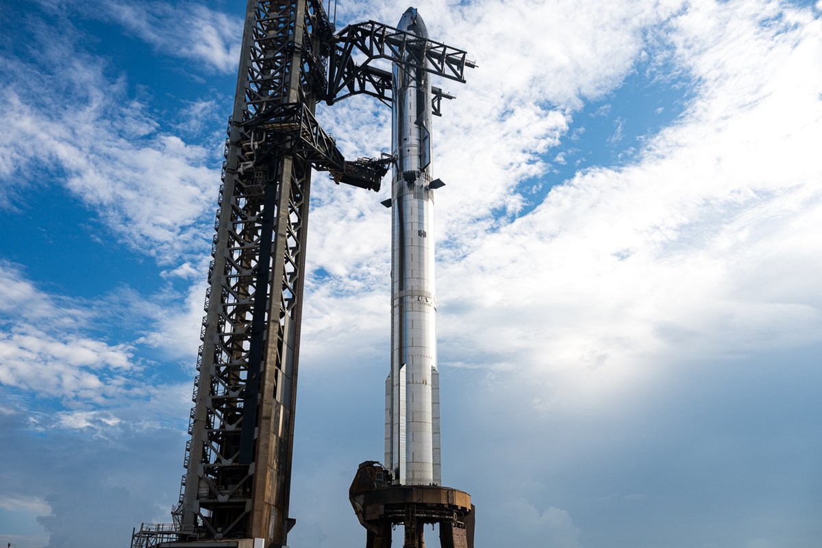 Starship at Starbase ahead of Flight 10, targeted for 6:30pm CT today