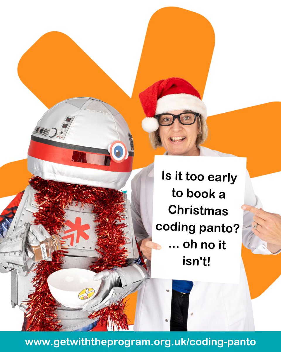 gwtp_uk's tweet image. 🎄🎅🎁 Ho, ho, ho ... only 4 months to go! 🎄🎅🎁
Is it too early to book a Christmas coding panto?
... oh no it isn't!
getwiththeprogram.org.uk/coding-panto
#CodingPanto #AutumnTerm #CodingActivities #CAS #Coding #ComputingCurriculum #GWTP