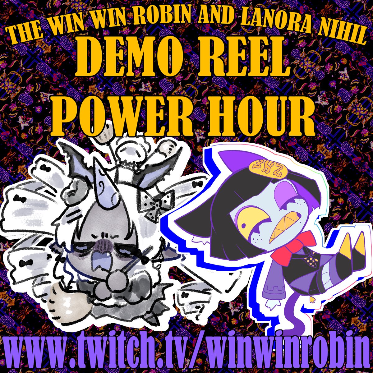 ♤♧ ★☆ Win! Win! Robin! ☆★ ♡♢ (@winwinrobin) on Twitter photo In 1 hour we wil have the WIN WIN ROBIN AND LANORA NIHIL DEMO REEL POWER HOUR! A second strain of Demo Reel has hit the channel and <a href="/LanoraNihil/">Lanora Nihil 💀✨️ lanoranihil.bsky.social</a> will be joining me as we look at all kinds of interesting, weird and obscure stuff! In 1 hour we wil have the WIN WIN ROBIN AND LANORA NIHIL DEMO REEL POWER HOUR! A second strain of Demo Reel has hit the channel and <a href="/LanoraNihil/">Lanora Nihil 💀✨️ lanoranihil.bsky.social</a> will be joining me as we look at all kinds of interesting, weird and obscure stuff!