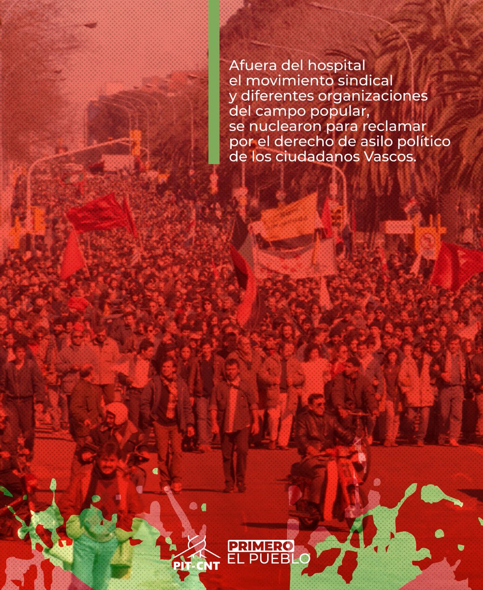 Afuera del hospital el movimiento sindical y diferentes organizaciones del campo popular, se nuclearon para reclamar por el derecho de asilo político de los ciudadanos Vascos.