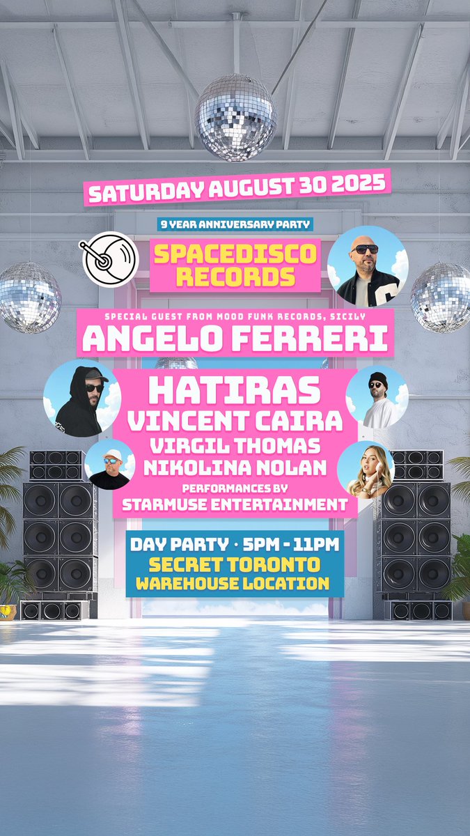 spacediscorecs's tweet image. Less than a week away! Saturday August 30th 
5pm-11pm in Toronto...  
@spacediscorecs Secret Warehouse Day Party ;) 

spacediscorecords.com

#HouseMusic #DayParty #Spacedisco #Toronto