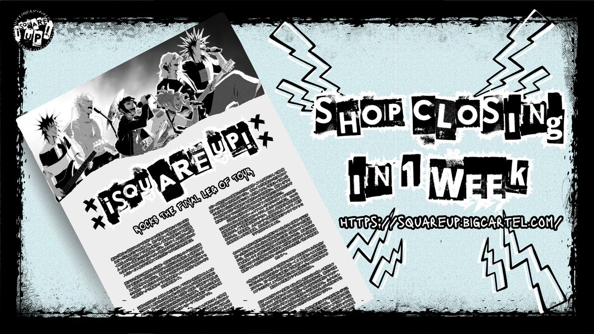 The music is coming to an end; our shop closes in just ONE WEEK ‼️ If you haven't snagged your punk Bakusquad Calendar &amp; Anthology, now's the time! 

Shop our store linked in the replies! 🤘

#SquareUpCalendar