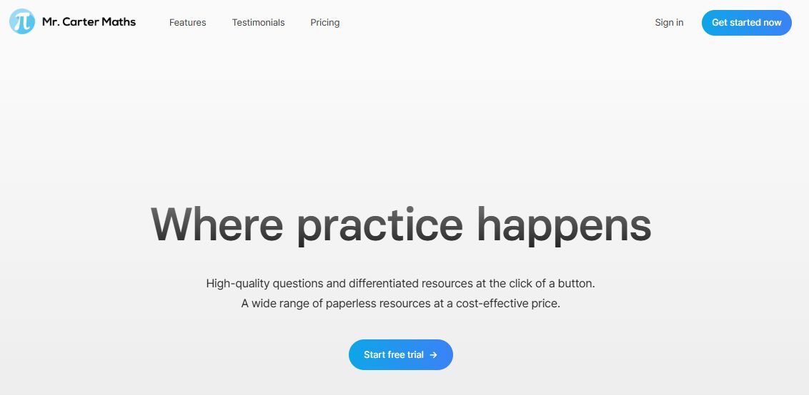 Why not come have a look at what we have to offer before you go back to school?

1 week free trial available, let me know if you have any questions.

mrcartermaths.com
