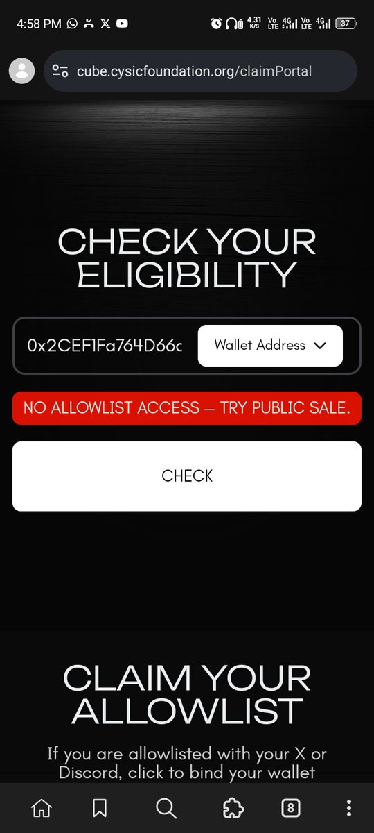 0xidara's tweet image. Big news from @cysic_xyz 🧊
The Cube Allowlist Portal is now LIVE!

This is your chance to:
✔️ Check if you’re eligible
✔️ See your tier, mint cap &amp;amp; mint window
✔️ Bind your wallet early for a faster mint

Don’t wait till the last minute, secure your spot now and get ready for a…
