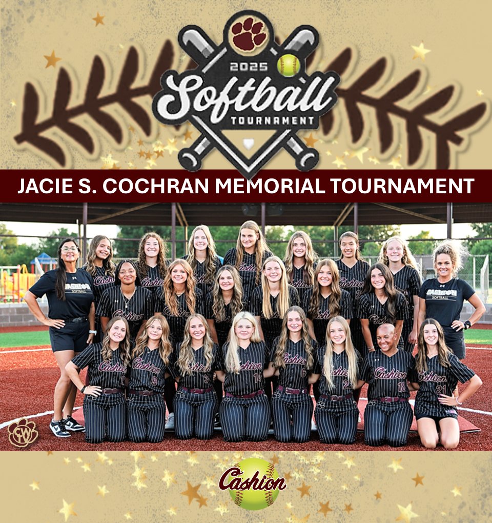 CASHION SOFTBALL FINISHES 3rd at the JACIE.
Congrats to Coach Chavez, Williams, and the girls as they battle all weekend long at the 3rd Annual Jacie Stephens Cochran Memorial Tournament.

Squad went 3-3 over the weekend &amp; look to another busy week.