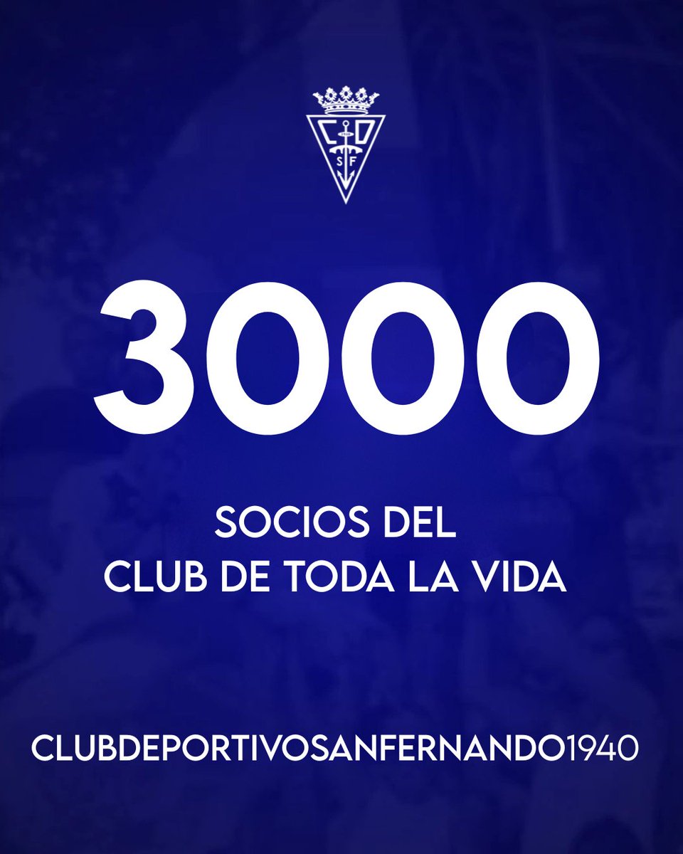 💙 ¡SOY DEL SAN FERNANDO, SÍ SEÑOR! 

🤯 ¡𝗦𝗨𝗣𝗘𝗥𝗔𝗠𝗢𝗦 𝗟𝗢𝗦 𝟯.𝟬𝟬𝟬 𝗦𝗢𝗖𝗜𝗢𝗦!

⚓ ¡Gracias por ser fieles al Club de toda la vida! 

#CDSanFernando1940