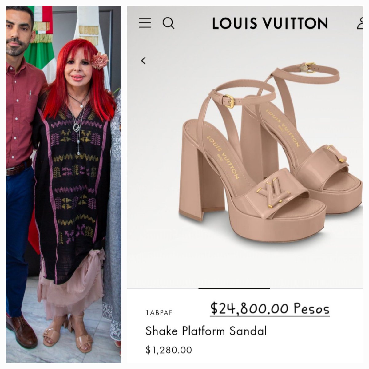 La Gobernadora de Campeche, Layda Sansores usando unos Zapatos Louis Vuitton Shake Plattform Sandal de 1,280 dólares porque primero los pobres.

Los pobres de sus pies.