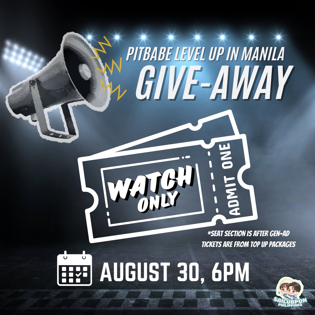 Ready, Set, WATCH! 
Your chance to grab watch only tickets to #PitBabeLevelUpFMinManila is here! 🎟️ 

Don’t miss your chance to see the boys LIVE!
Mark your calendars 🗓️ for the sign ups! 
It’s a ride you don’t wanna miss! 😉

This is made possible by our generous donors🫶