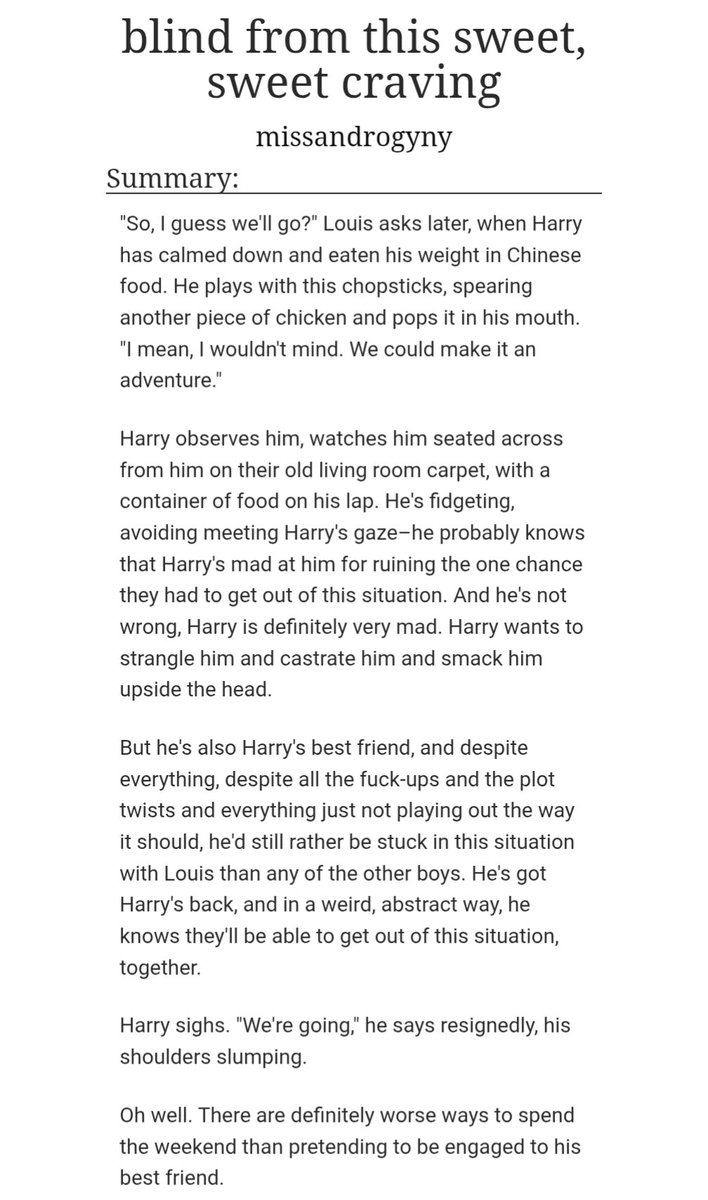 blind from this sweet, sweet craving by <a href="/missandrogyny/">jürgen 🫧</a> 
31.1k words 

-Friends to lovers 
-Fake dating
-Fluff
-🌶️🌶️🌶️

archiveofourown.org/works/7375711