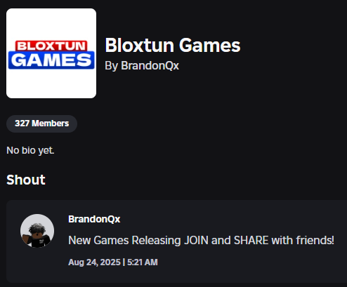 iambloxtun's tweet photo. BrandonQx  (@ bdtherealest_grinder) on Roblox bought Bloxtun Games and Bloxtun Studios presumably with crypto on the shady discord server The Stock. He's now released my unreleased games, and getting away with it, and I still have a hacked + banned account. This is the worst. https://t.co/5S7HuBneFC