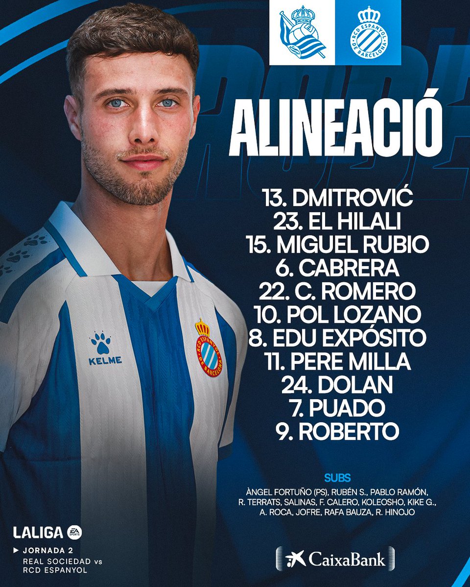 📋 𝐉𝐚 𝐭𝐞𝐧𝐢𝐦 𝐚𝐥𝐢𝐧𝐞𝐚𝐜𝐢𝐨́!
▶️ Aquest és l’11 de Manolo González!
#RealSociedadEspanyol #RCDE