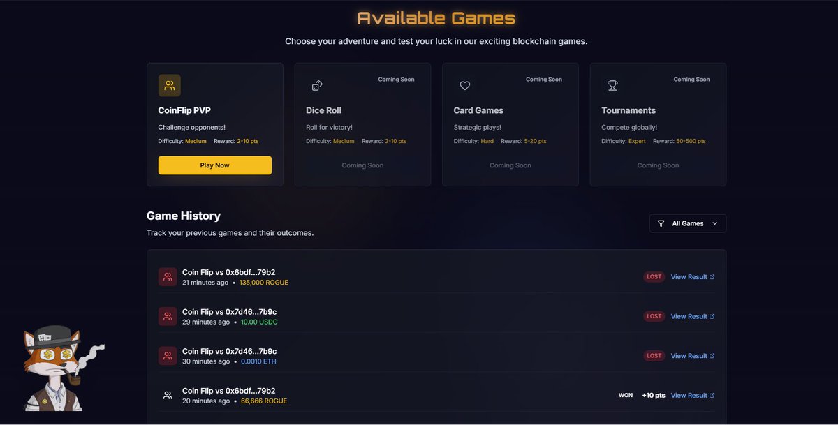 Are you ready for a GIVEAWAY? 💰

Win 450k $ROGUE tokens! Three lucky winners will receive 150k each. 🦊

To enter:
1. Follow us.

2. Visit RogueTail.com and connect your X account and wallet (our smart contract is fully audited).🤝

3. Play one game (min $4, no cap).