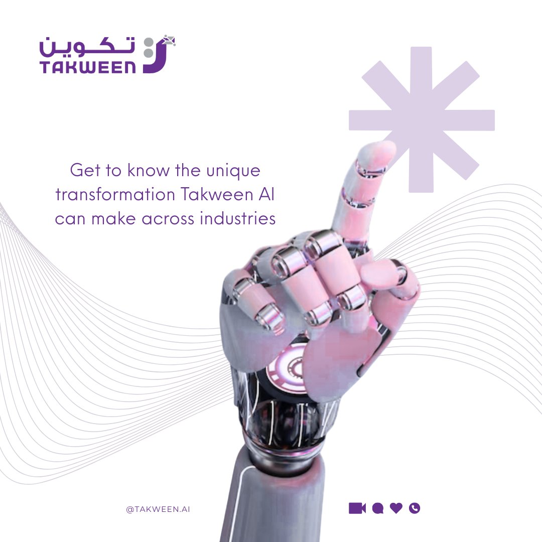 Takween_AI's tweet image. 🚀 Get to know how Takween AI transforms industries in ways no other AI can
Which industry do you think will benefit the most from Takween AI’s unique transformation? Share your thoughts below! 💡
#TakweenAI #SaudiAI #Innovation #AIForArabic #SaudiVision2030