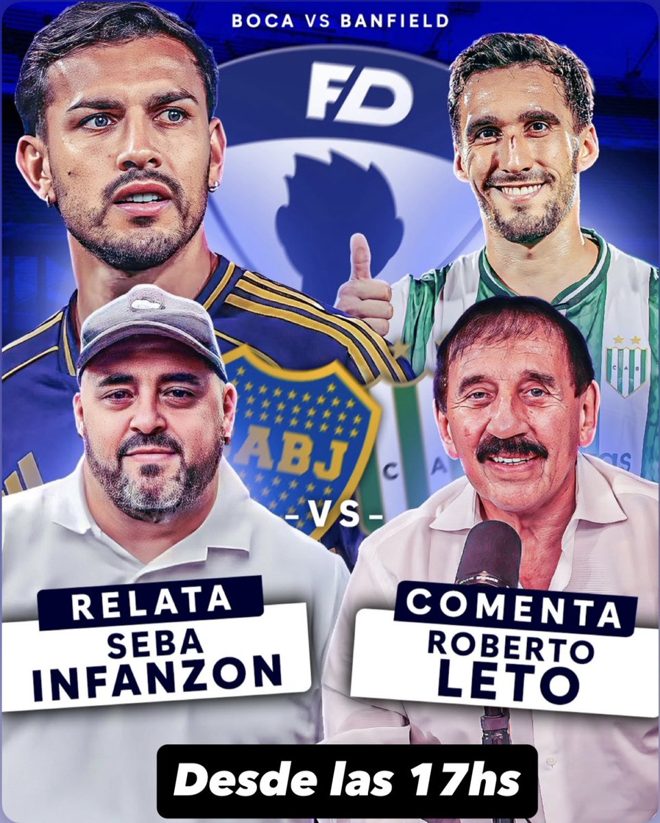 Seba Infanzon (@unico_grande_12) on Twitter photo A las 17hs los esperamos con Boca Banfield por <a href="/FutbolDigitalok/">FÚTBOL DIGITAL</a>.
youtube.com/live/U77d-mfdG…
Desde las 18hs por <a href="/splendidam990/">Splendid AM 990</a>. A las 17hs los esperamos con Boca Banfield por <a href="/FutbolDigitalok/">FÚTBOL DIGITAL</a>.
youtube.com/live/U77d-mfdG…
Desde las 18hs por <a href="/splendidam990/">Splendid AM 990</a>.