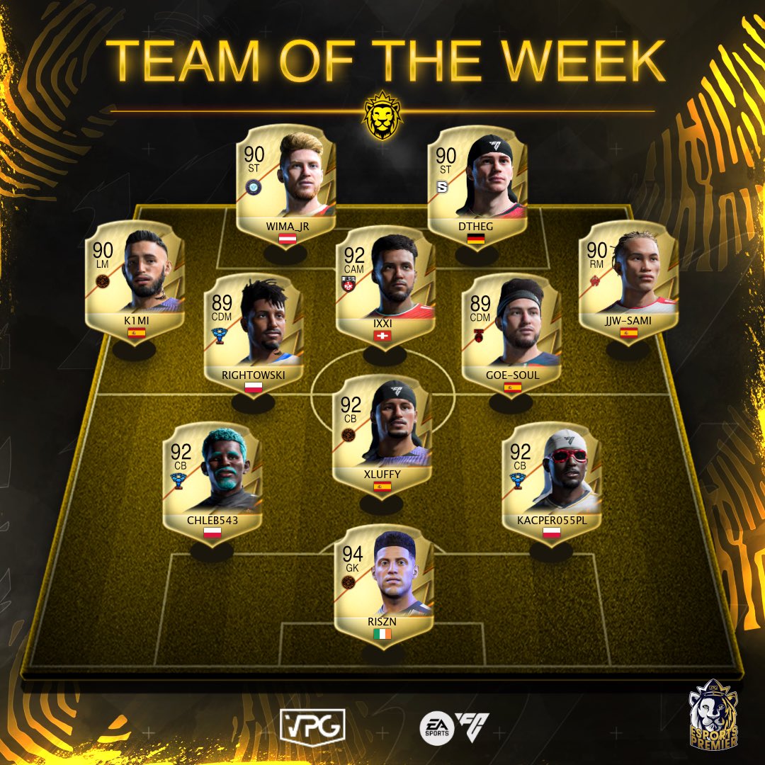 📊 League Standings
⭐️ Team of the week #4
🏆 <a href="/VPGPremier/">VPG Esports Premier</a> - Esports Premier🇪🇺
🔗 Join our 11v11 clubs community today via discord: discord.gg/KMd4xNqmT4

1️⃣ <a href="/_RTGx/">RTG x</a> 🇪🇸
2️⃣ <a href="/AldershotTownES/">Aldershot Town eSports</a> 🏴󠁧󠁢󠁥󠁮󠁧󠁿
3️⃣ <a href="/DIGITALSportsGG/">DIGITAL Sports</a> 🇩🇪
4️⃣ <a href="/RoteTeufel_eC/">Rote Teufel eClub</a> 🇩🇪
5️⃣ <a href="/fcutrecht/">FC Utrecht</a> 🇳🇱
6️⃣ <a href="/_faceesports/">FACE ESPORTS</a> 🇲🇦
7️⃣